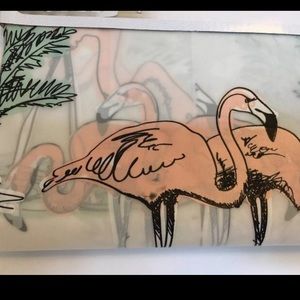 Tropical Palm Trees & Pink Flamingos Peva Shower Curtain Florida Summer Birds